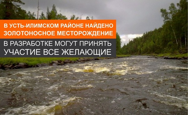 В Усть-Илимском районе открыто золотоносное месторождение Река Кова Усть-Илимский район